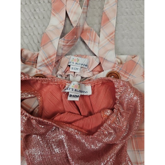 Baileys Blossoms Dress & Body Suit Babygirls 9/12 Months Shimmer & Plaid - Picture 6 of 8